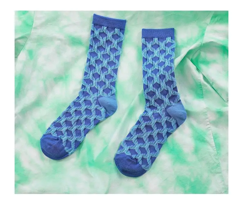 JACQUES WOLF Spring/Summer New Blue Ocean Art Design Trend Personality Fashion Women's Socks Mid Tube Socks orange knee high socks