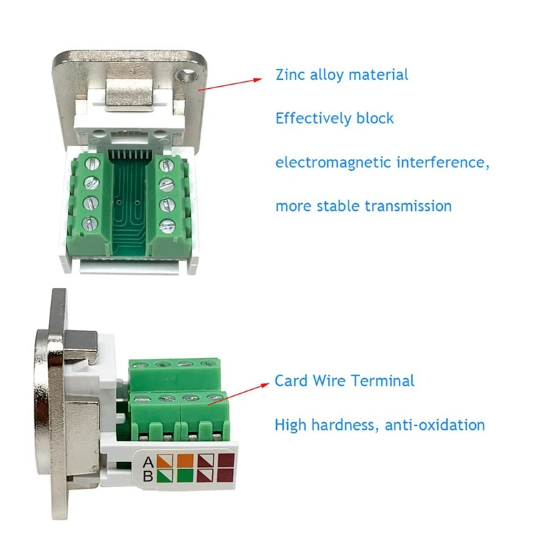 RJ45/8P8C Panel Mount Connector D-Type RJ45 Female Solderless Terminal Network Module