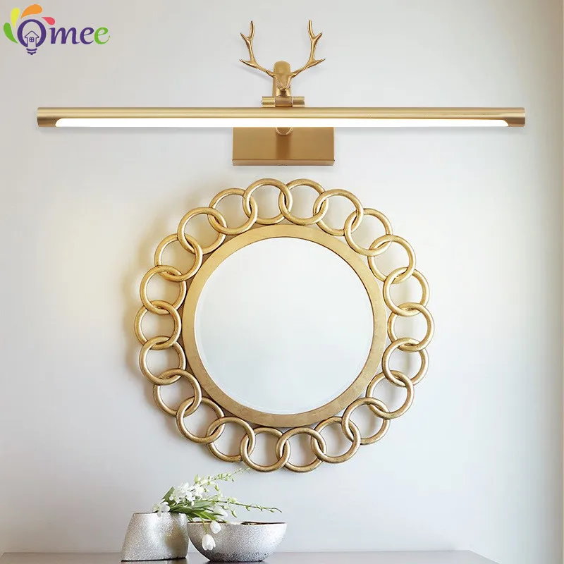 Led Wall Lamp 57cm AC85-265V Bathroom Mirror Light Indoor Wall Light Fixture Bronze Golden Picture Light Wall Sconce Makeup Lamp