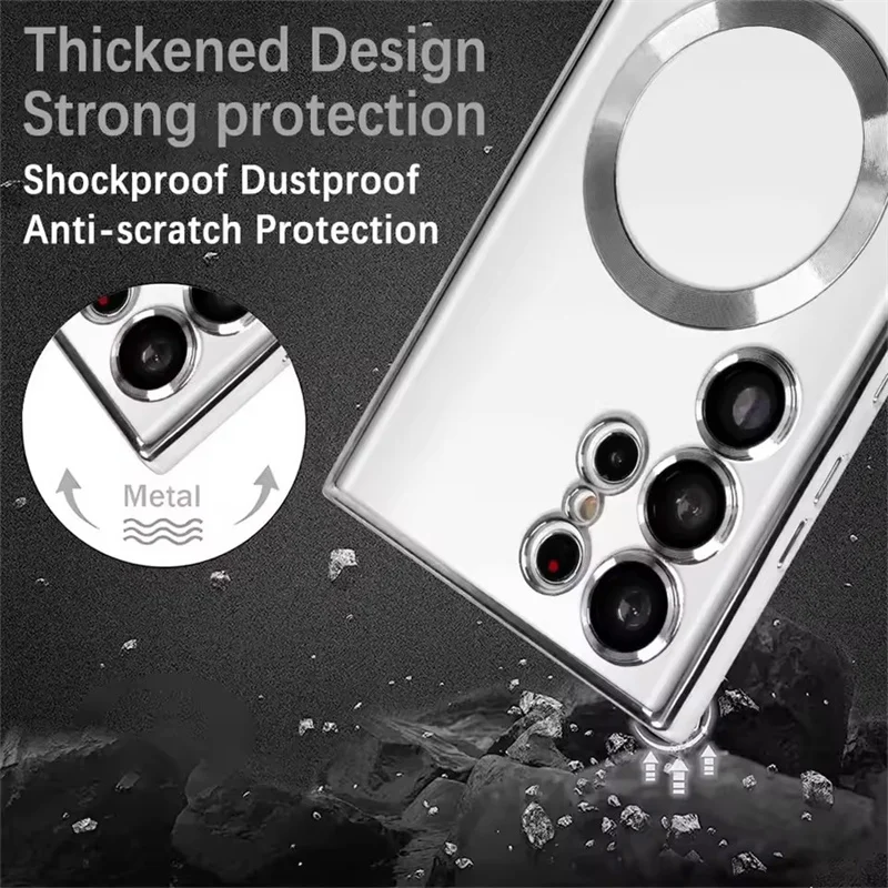 Luxury Transparent Plating Phone Case with Magsafe Wireless Charging Compatibility