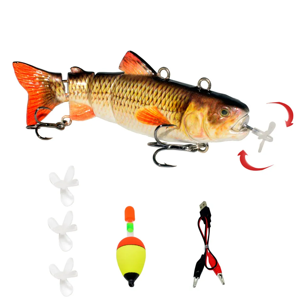 Leurre De Pêche électrique Rechargeable Avec Hélice - Appât Nageur Poisson Multicolore