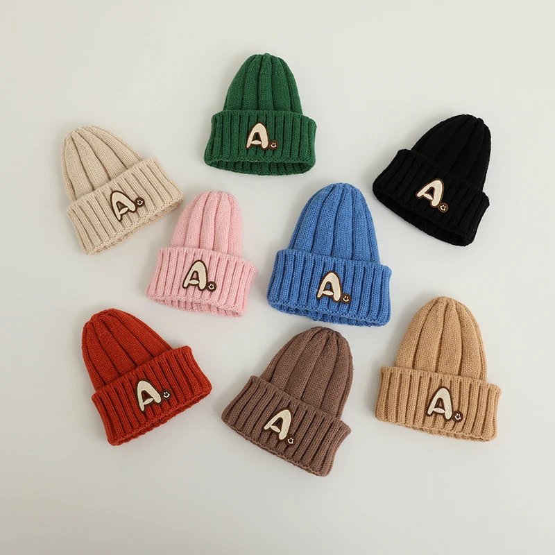 

Baby Boy Hat Solid Color Baby Cap Beanie Autumn Winter Warm Knitted Caps Children Girls Hat All Match Elastic Kids Gorras Bonnet