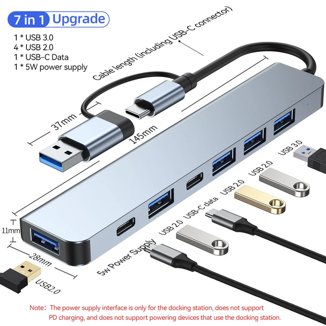 Hub Usb 3.0 4 Puertos Usb 3.0 Pc Mac Switch Alimentacion