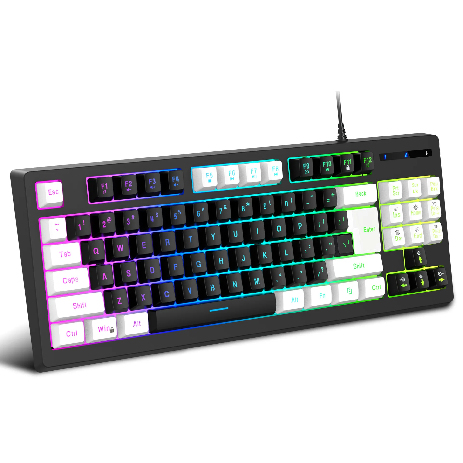New Wired Game Keyboard Mechanical Feeling E-Sports Rgb Luminous 87 Key Computer Office Home USB Connect Funny Gradient Colors