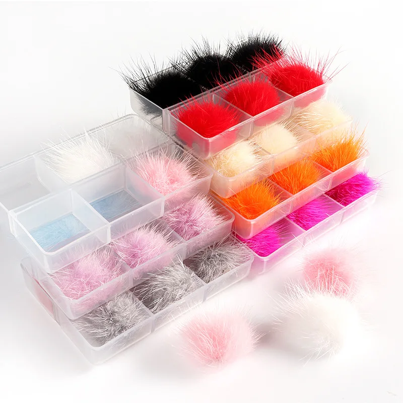 

6Pcs Nail Art Accessories Fluffy Fur Pompom Mink Pom Poms Jewelry Detachable Magnetic Hairball DIY Design Manicure Decoration