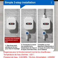 Chauffe-eau électrique instantané sans réservoir 3500W, prise EU/US, 220/110V, pour robinet de salle de bain, chauffe en 3 secondes 4