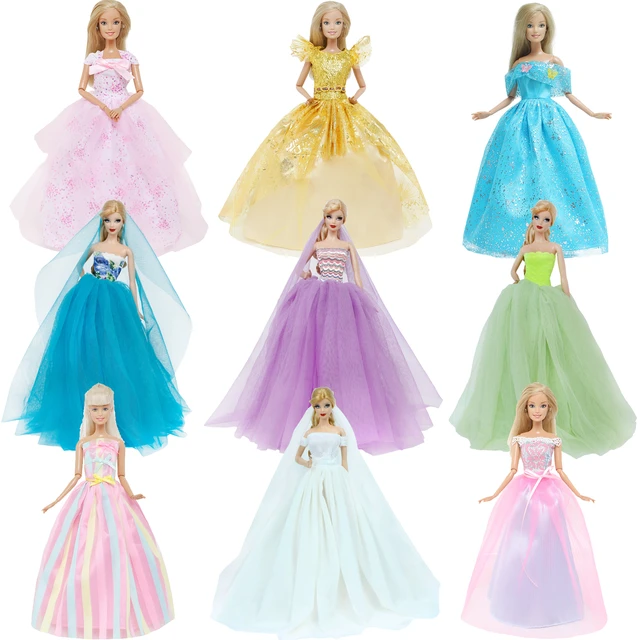Vestido de novia hecho a mano para muñeca Barbie, Vestido largo de fiesta de  noche de princesa, falda, velo de novia, accesorios de muñeca, juguete DIY  _ - AliExpress Mobile