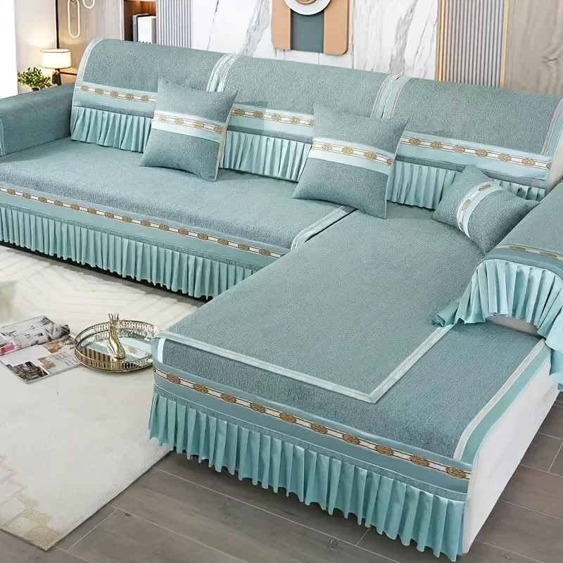 1pc Gorgeous Light Luxury Skirt European Art Deco Sofa Cover - Soft and comfortable, non-slip, machine washable - Sofa protector 2