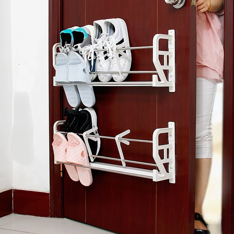 

Rear Door Wall Mounted Shoe Hanging Type Rack Living Room Bathroom Storage Slipper Shelf