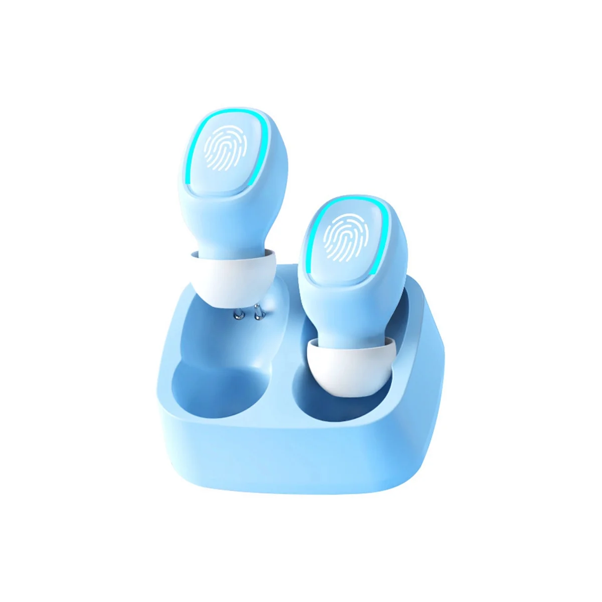 

Mini Wireless Bluetooth Headset Touch Light Earplugs Anti-Sweat HD Sound Quality Stereo Universal Headset,Blue