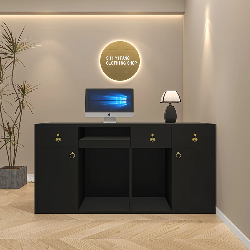 Standing Wood Reception Desks Drawer Simple Counter Reception Desk Hotel Cashier Recepcion Mostrador Beauty Salon Furniture