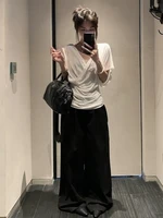 Tops plissés sexy à col en V pour femme, style Y2K, Ropa Mujer, mode, tous styles, t-shirts d'été, nouveaux vêtements coréens à manches courtes pour femmes 2026 4