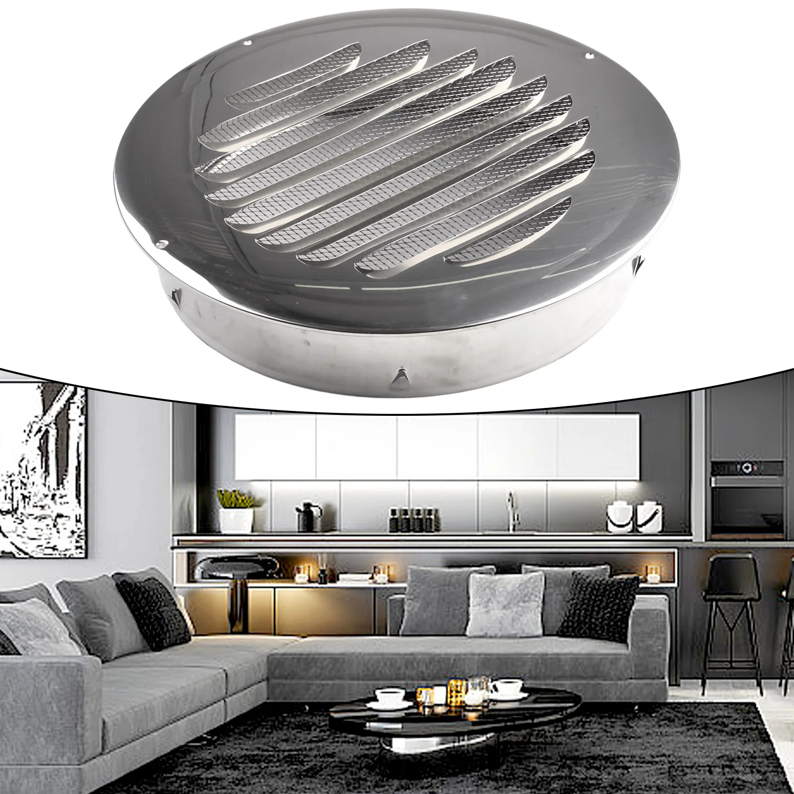 

70-300mm Round Stainless Steel Vent Grille Exterior Wall Duct Ventilation Tool Circle Air Vent Grill Cover Wall Exhaust Hood