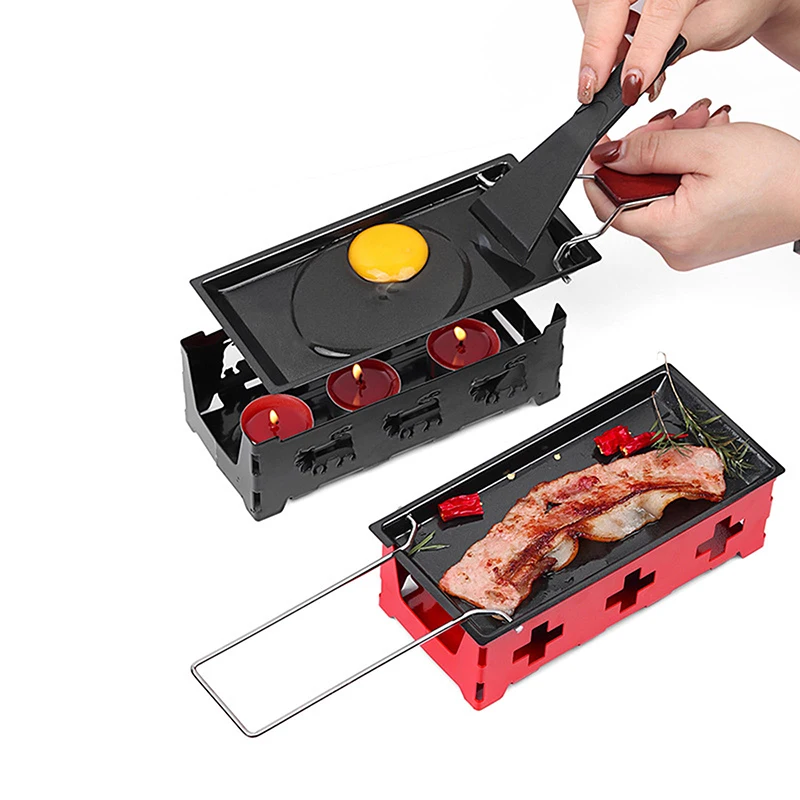 Milk Cheese Portable Non-Stick Metal Cheese Raclette Oven Grill Plate Rotaster Baking Tray Stove Set Kitchen Baking Tools