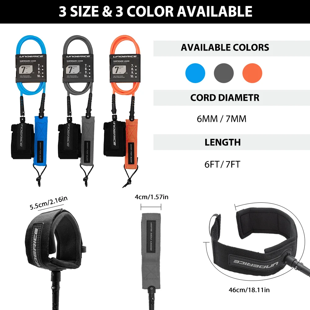 Premium Surfboard Leash: Durable TPU & Stainless Steel