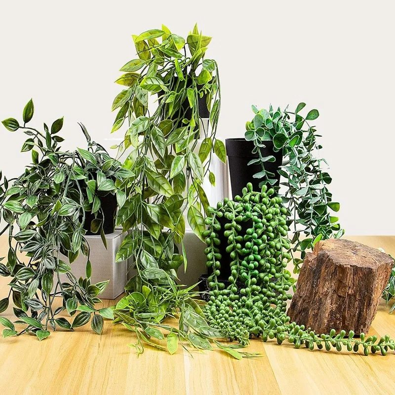 Artificial Hanging Plants 4 PCS Artificial Hanging Potted Mandala, String Of Pearls, For Home Room 2