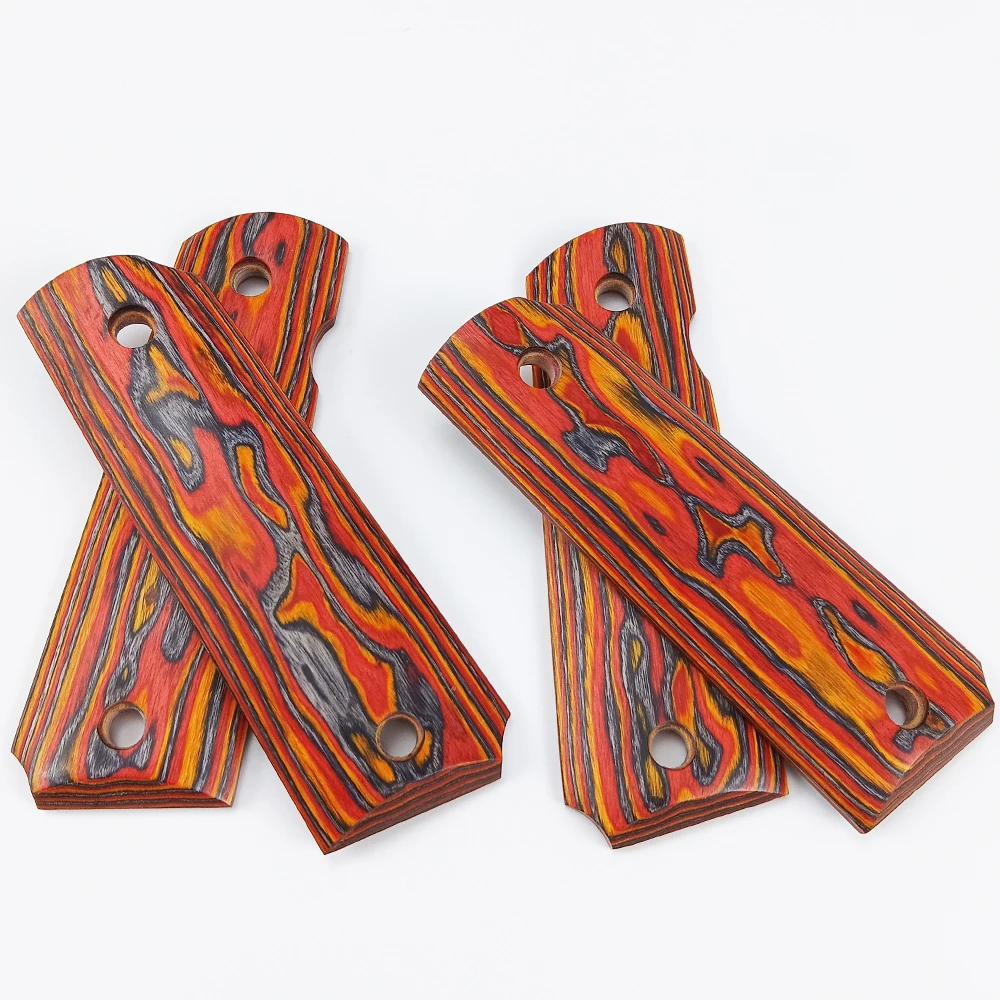 2Pieces 1911 Grips 3D Composite Color Wood Handle Grips Patch Custom Grips CNC Handle Grips