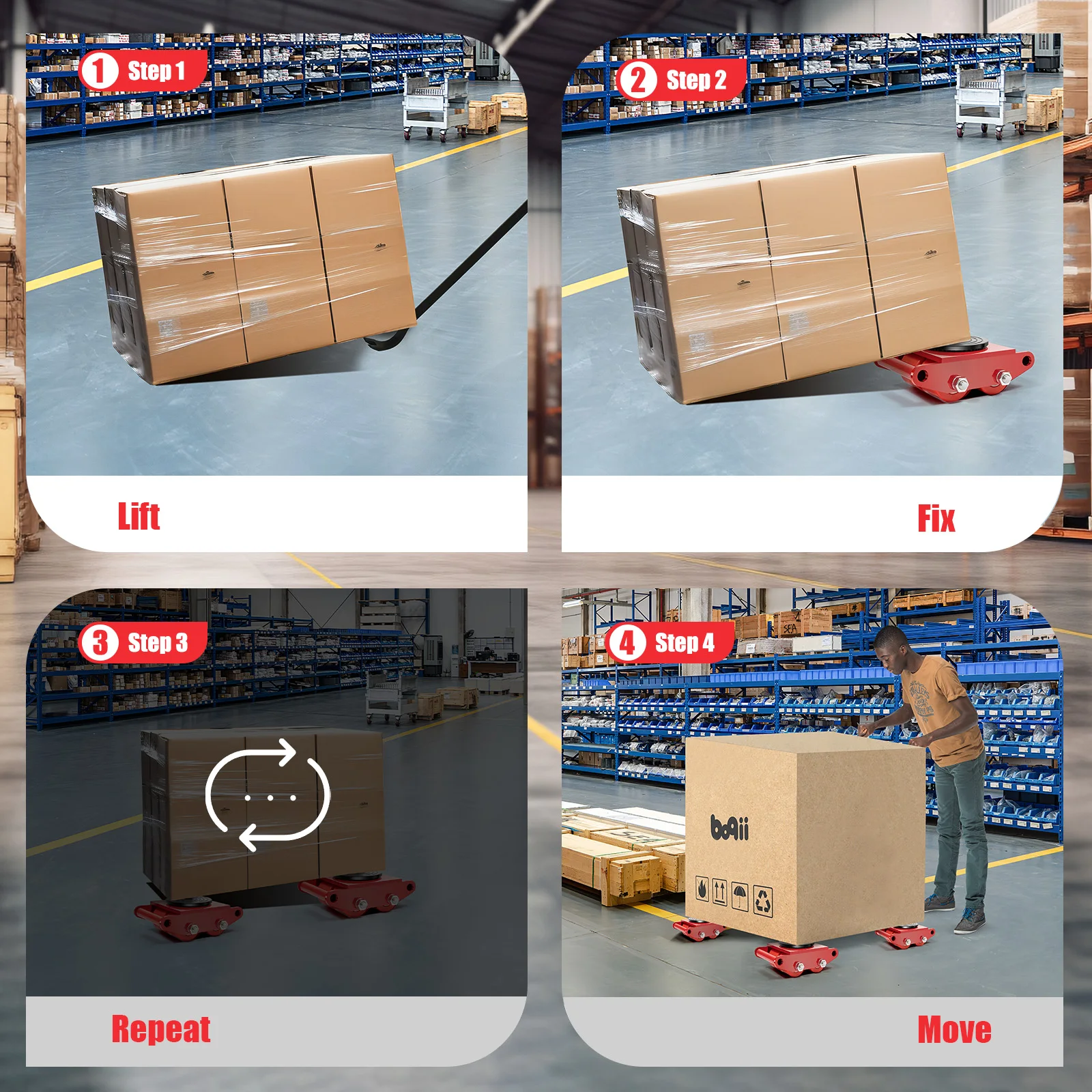 6T Heavy Duty Machinery Mover 360° Rotation Cap Cargo Trolley Machine Transport Roller Cart Industrial Dolly Skate Handling Tool