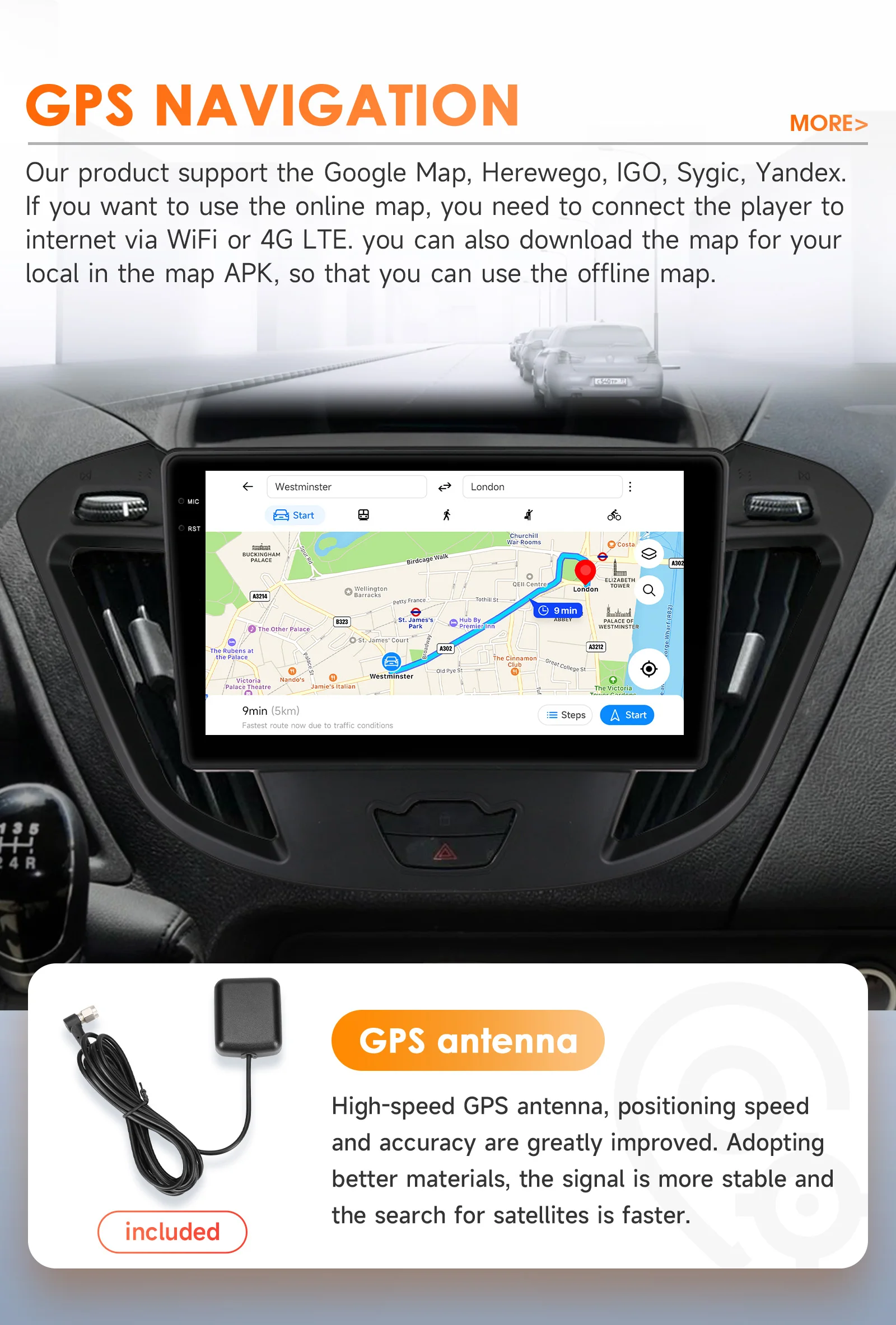 Hizpo Auto Radio Autoradio Für Ford Transit Tourneo Custom 2013 - 2021 Auto Multimedia GPS Player CarPlay Android Auto 4G BT 6115 – Detail 31