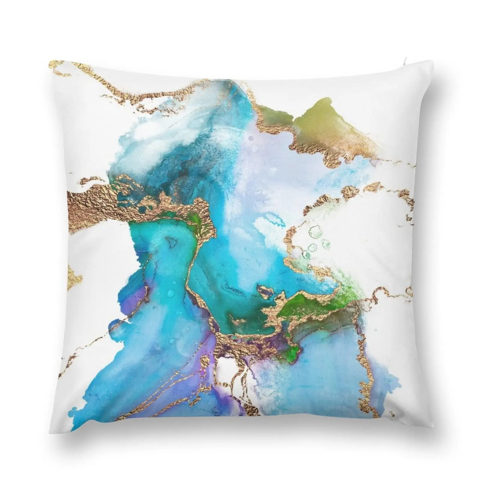 

Abstract Faux Marble Mermaid Gemstone With Gold Glitter Throw Pillow Luxury Cushion Cover