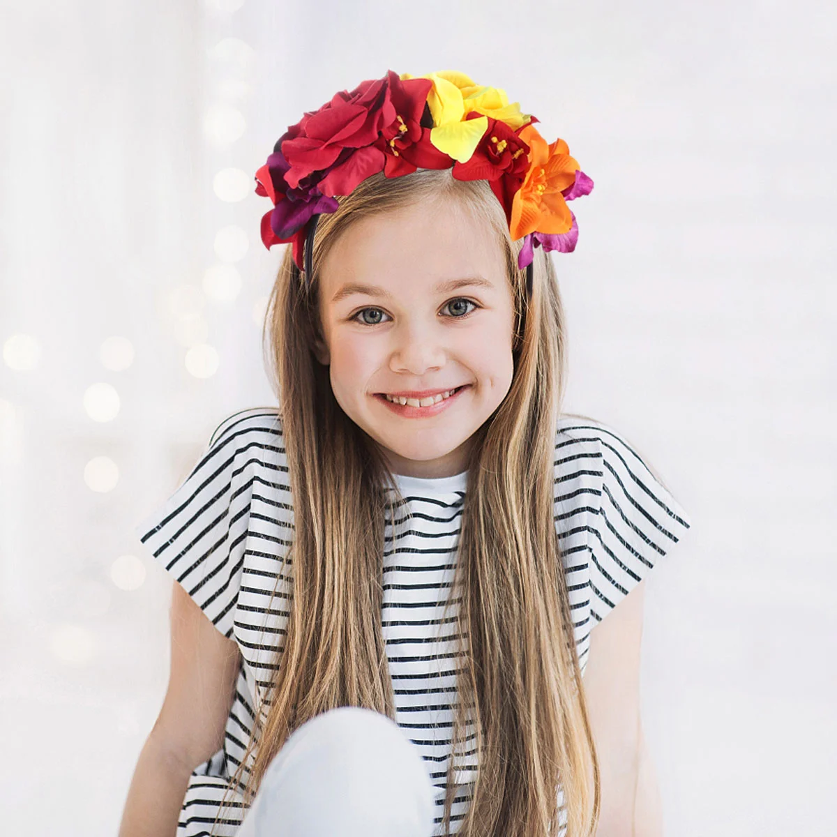 

Женская повязка для волос с цветами розы, головной убор для вечеринки на Хэллоуин, праздничные аксессуары, обруч для волос, головной убор