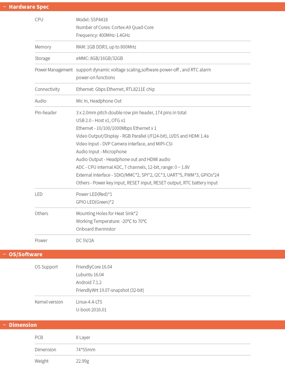 Smart4418 CPU Board Dev Kit 2.0 S5P4418 Quad Core Cortex-A9 1GB DDR3 RAM Support