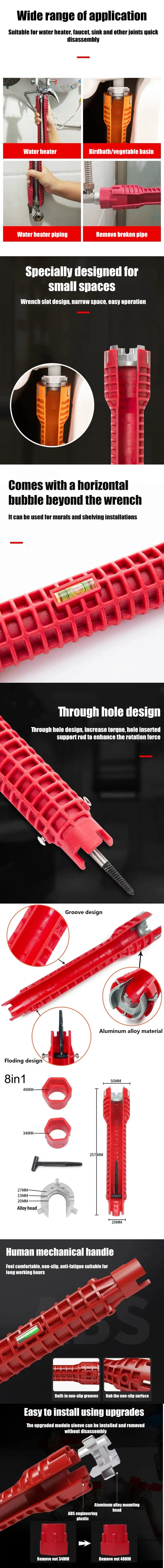 Description Picture 2 of itemSink bathroom wrench plumbing installation tool household water pipe faucet angle valve sink maintenance disassembly wrench