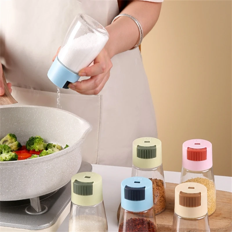 Salt Pepper Shakers Kitchen Salt and Pepper Shakers Precise Quantitative Push Type Seasoning Shaker Press Type Salt Dispenser Spice Dispenser Sealed