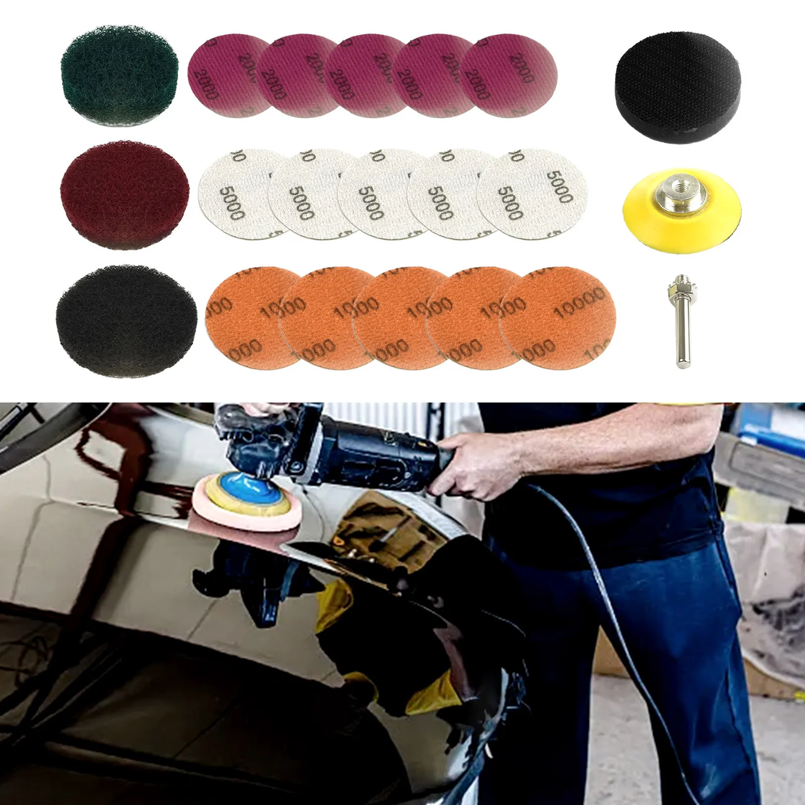

2Inch Headlight Polishing Scouring Pad Restoration DIY Kit For Electric Drill Drill Adaptor For Polishing Cleaning Tool Set