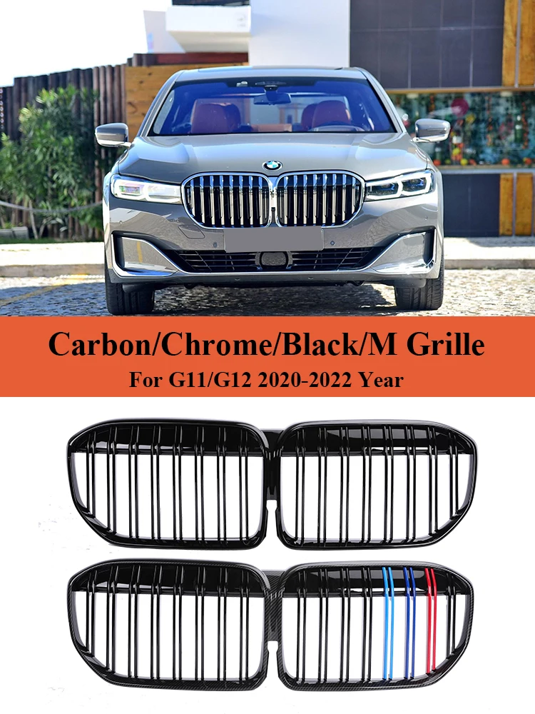 

Front Bumper Kidney M Color Grill For BMW 7 Series G11 G12 LCI 2020-2023 Carbon Fiber Refiting Grille Cover 730i 740i 750i