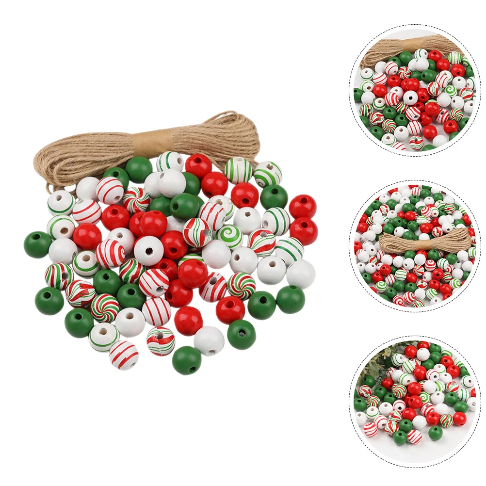 

Wood Loose Beads DIY Jewelry Bracelet Making Supplies Home Decor Wooden For Crafts Decorate Round Christmas