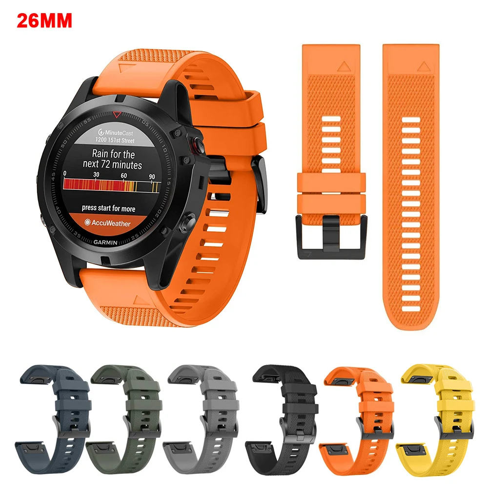 Ремешок для Garmin Fenix 5X Easy Fit 26 мм мягкий силиконовый браслет часов Plus/Fenix 6X/Fenix 6X Pro/2