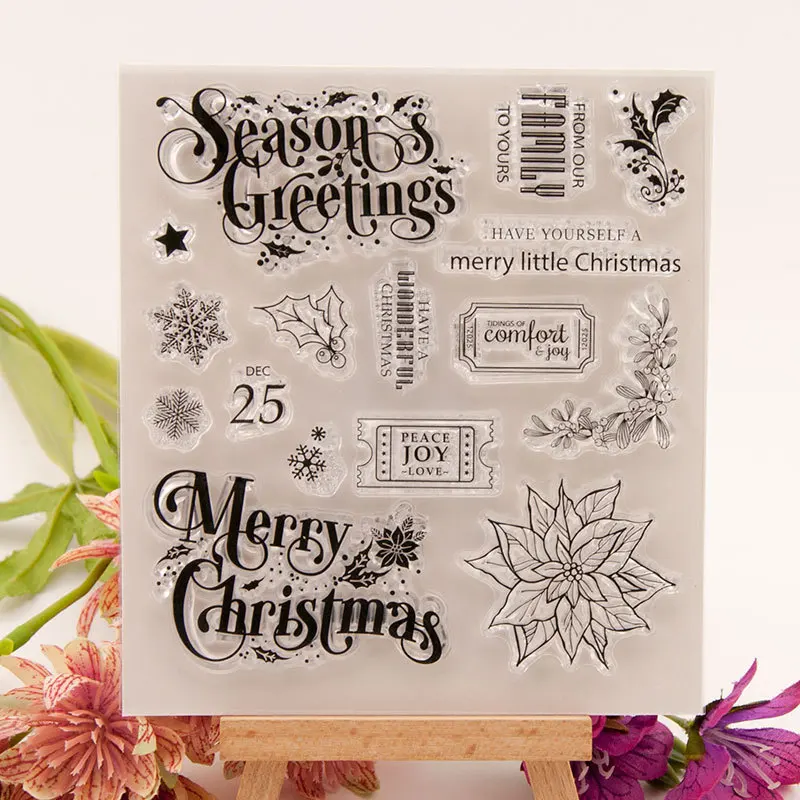 Merry Christmas Clear Stamps Transparent Silicone Stamp Seal for Card Making Decoration and DIY Scrapbookig T1639,clear stamps,clear rubber stamps,christmas cutting dies and stamps