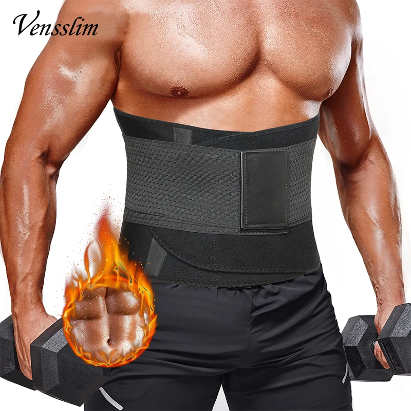 Vensslim Mens Workout Waist Trainer Neoprene Body Shaper Corset Sauna Sweat Trimmer Cincher Slimming Belly Belt Shapewear