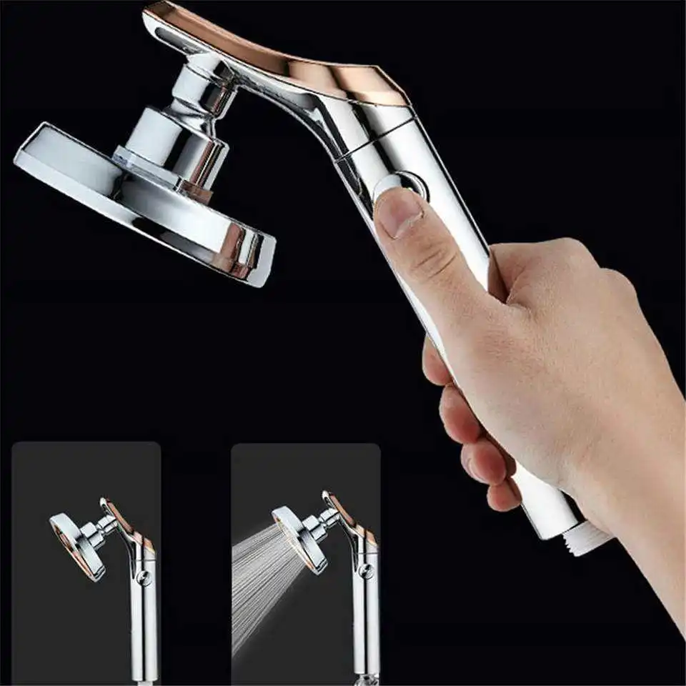 Zloog Large Panel Handheld Bathroom Shower Head with Stop Button Water Saving High Pressure Shower Head Filter Rainfall Shower 3