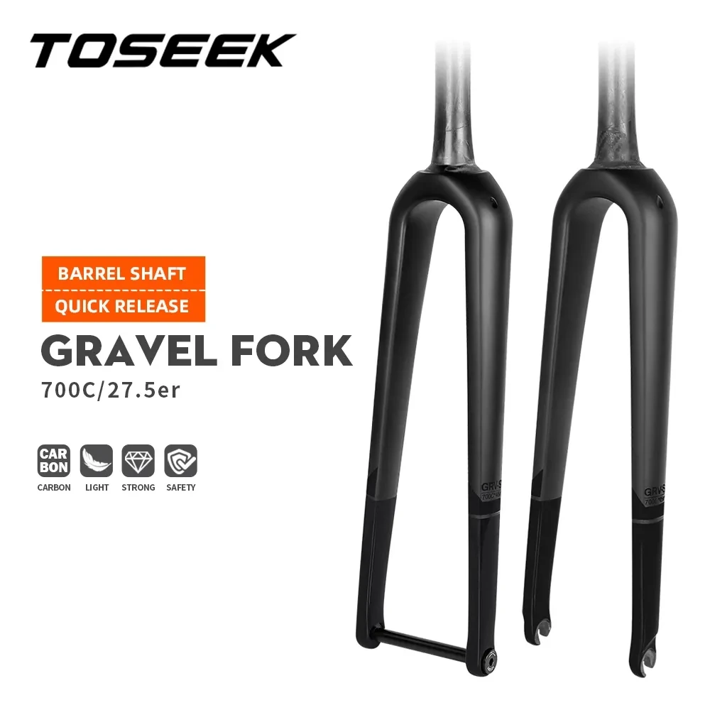 

TOSEEK Gravel Fork 700C Road Fork Bike Front Fork Carbon Forks Max 45C Tire Quick Release 100*9mm Thru Axle 100*12mm