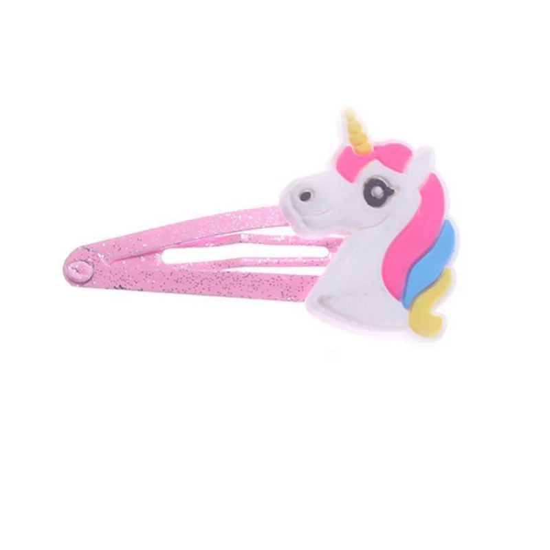 4 Stück Einhorn-Haarspangen für Mädchen, niedliche Haarspangen, Metall-Schnappspangen, glitzernde Haar-Accessoires – Detail 7