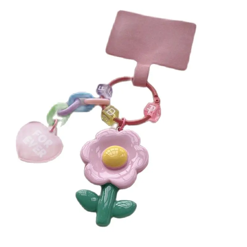 Korean Cute Flower Hanging Phone Chain Case with Anti-Lost Strap