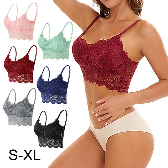 7 Color Lace Sexy Crop Top Women Padded Camisole Bra Breathable Wire Free  Bralette Hollow Out Beauty Back Tank Female Underwear - AliExpress