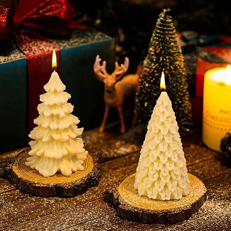 Hot 3D Geometric Pine Silicone Candle Mold DIY Christmas Tree Craft Gifts Making Aromath Soap Resin Molds Home Decor Supplies