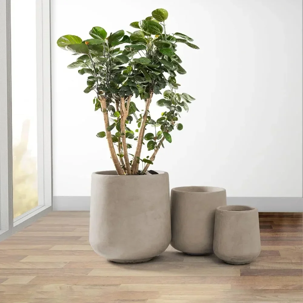 

Flower pot diameter round, large outdoor indoor planter, container with drainage hole and rubber stopper for home garden patio