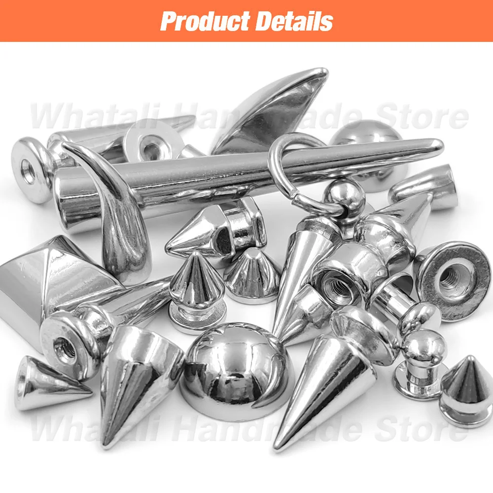 Screwback Spikes, Electroplated Carbon Steel Easy Mounting 100 Sets  Clothing Spikes for Clothes