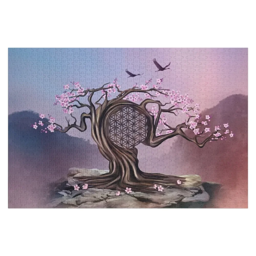 Blossoming Flower of Life Tree Jigsaw Puzzle Custom With Photo Personalized Gift Iq Personalized Kids Gifts Puzzle
