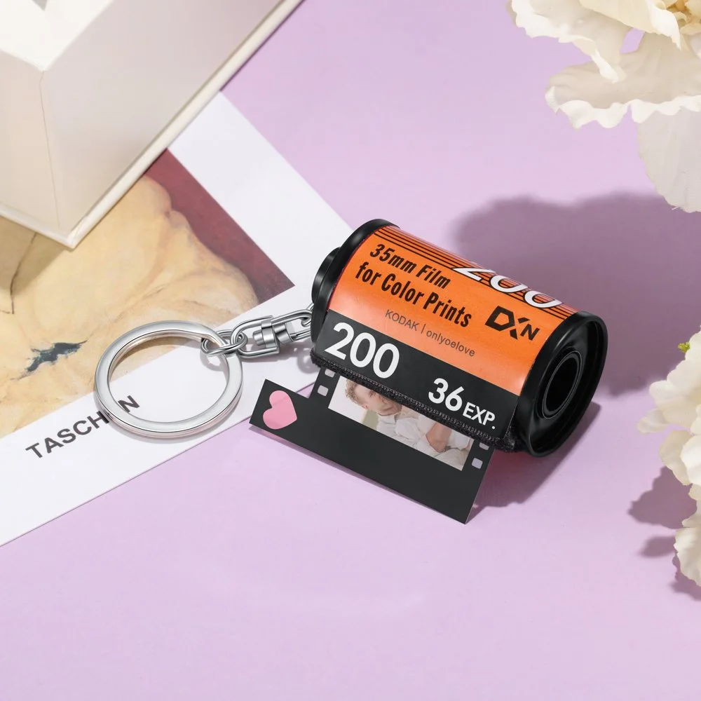 10 stücke Fotos Film Rolle keychain DIY Foto Text Alben Abdeckung Schlüsselanhänger Nach Memorial Weihnachten Tage Geschenk Liebhaber Geschenk Schmuck