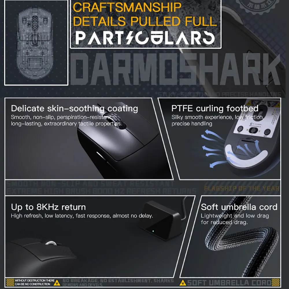 Darmoshark Gaming Mouse M3PRO MAX Wireless 8K Bluetooth Tri-Mode Mouse PAM3950 30K DPI Nordic 52840 Computer Game Macro mice
