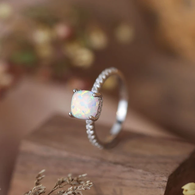 Silver opal ring, celtic style, authentic opal, unique design, jewelry gift  for girls, fast shipping, top quality craftsmanship, white gold