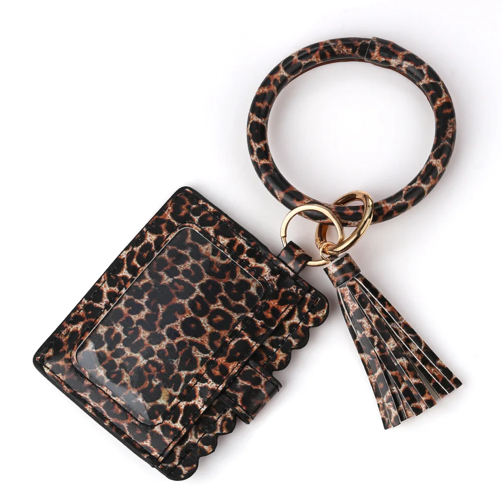 

ZG Ladies Bracelets 2022 New European and American Printed Tassel Keychain Small Leather Card Holder Bangle Female Jewelry