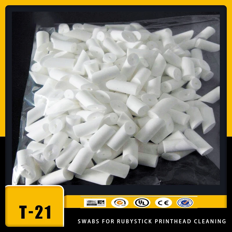 Vilaxh 100 Peças T21 Cotonetes Limpos para a Vara do Rubi T-21 Cotonetes de Limpeza para o Cotonete de Limpeza da Cabeça de Impressão do Rubystick