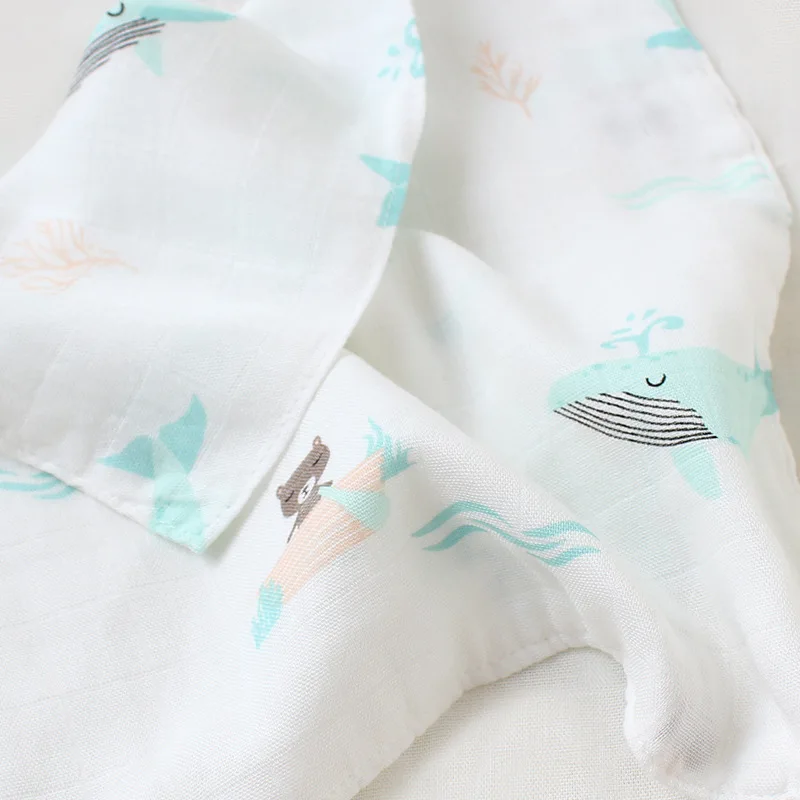 60x60cm Bamboo Cotton Muslin Baby Burp Cloth Soft Print Scarf Multifunction Bibs Burp Cloths Towel accessories Muslin Diaper 5