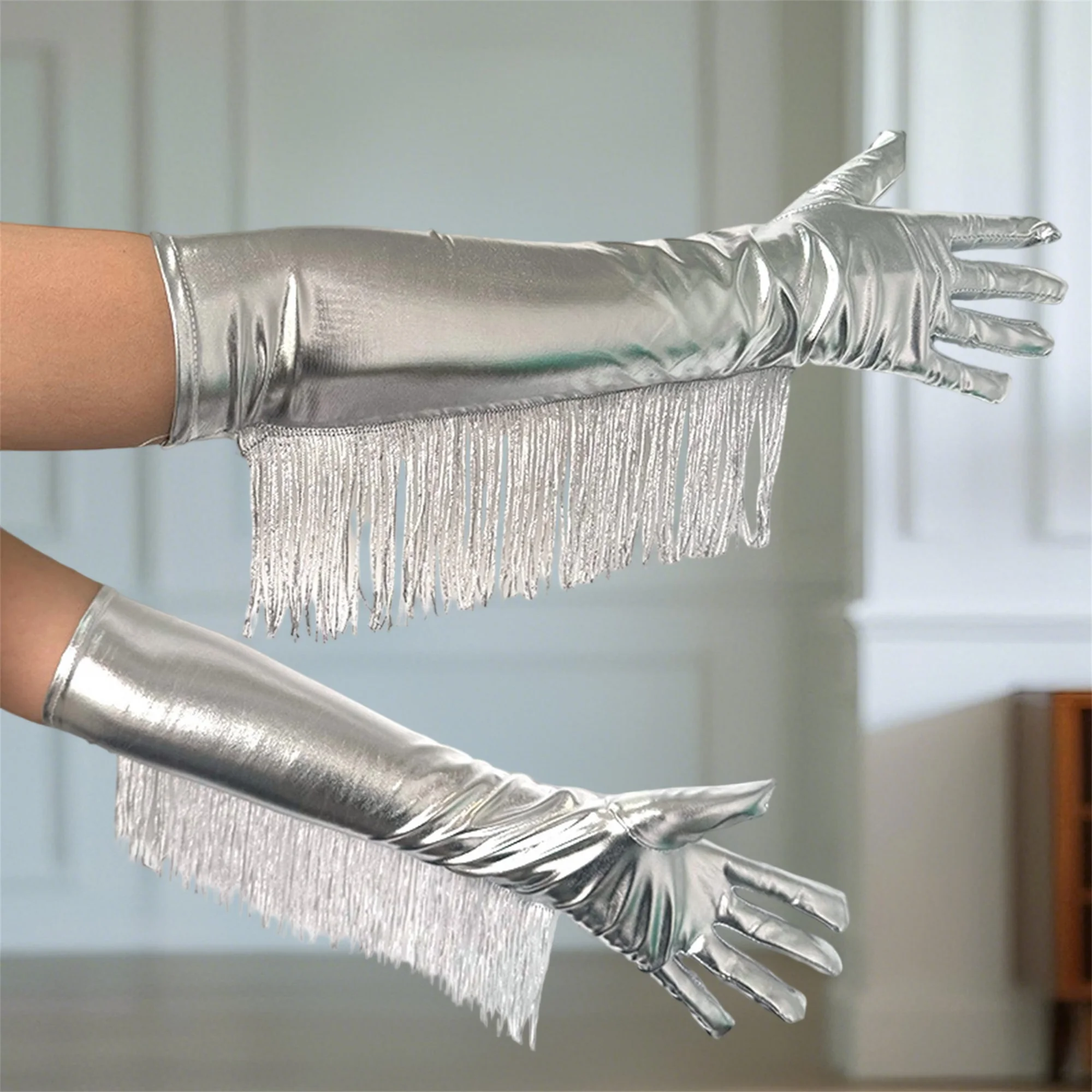 Women Sparkling Sequin Gloves Elegant Opera Length Gloves Party Costume Accessory for Halloween